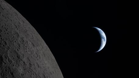 Lunar Horizon with Crescent Earth wallpaper