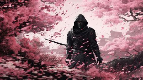 Silent Shinobi Among Sakura wallpaper