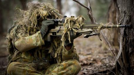 Hidden Marksman in Woodland Camouflage wallpaper