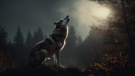 Moonlit Wolf Vigil wallpaper
