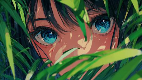 Hidden Gaze in Verdant Shadows wallpaper