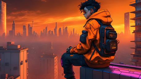 Neon Rooftop Drift wallpaper