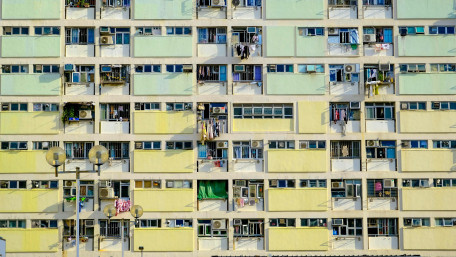 Urban Apartment Facade in Soft Daylight wallpaper