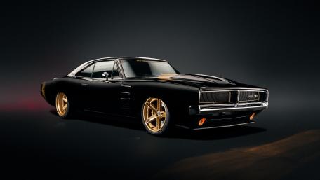 Shadowed 1969 Charger In Sleek Studio Glow wallpaper