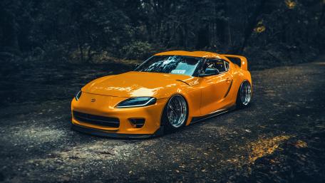 Orange Toyota Supra Forest Stance wallpaper