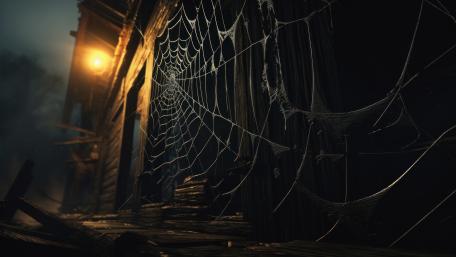 Haunted Webbed House at Midnight wallpaper