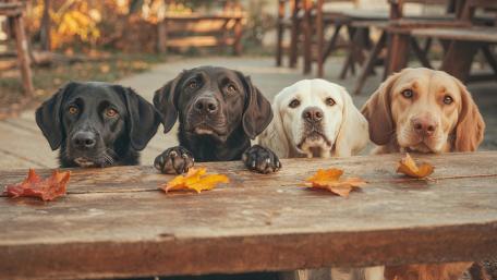 Autumn Labrador Friends Gathering wallpaper