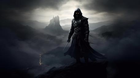 Shadow Blade Over Misty Kingdom wallpaper