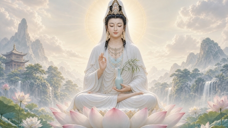 Celestial Guanyin Lotus Serenity wallpaper