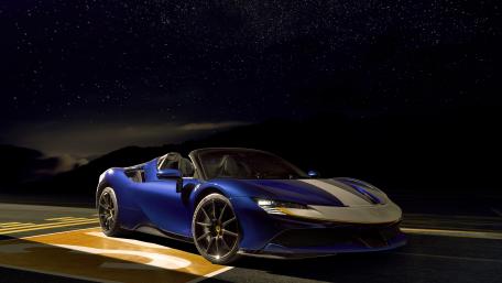Midnight Blue Ferrari SF90 Spider wallpaper