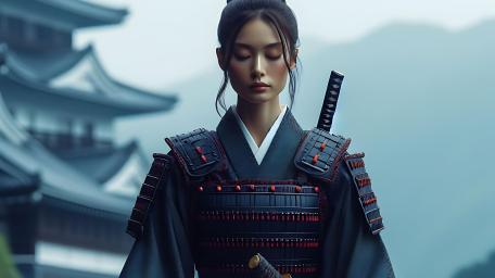 Silent Onna Musha in Misty Japan wallpaper