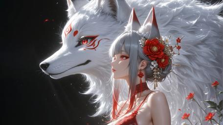 Ethereal Kitsune Guardian wallpaper