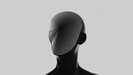 Abstract Monochrome Spiral Head Design wallpaper