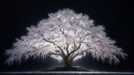 Midnight Glow of the Solitary Tree wallpaper