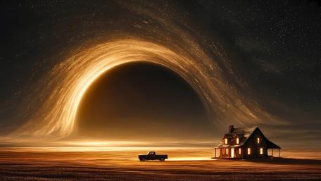 Cosmic Night Over Desert Home wallpaper