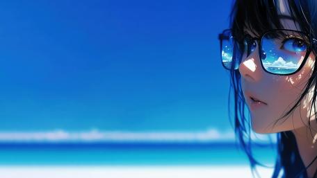 Blue Seaside Reflection Portrait wallpaper
