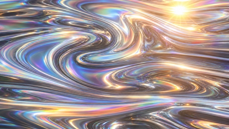 Iridescent Liquid Aurora Waves wallpaper