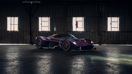Aston Martin Valkyrie in Shadowed Hangar wallpaper
