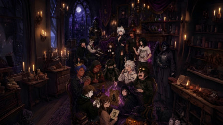 Moonlit Gothic Seance Gathering wallpaper