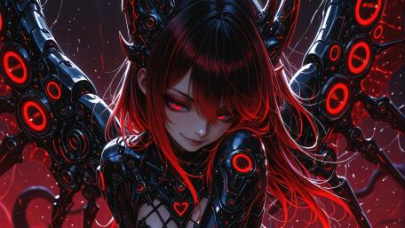 Crimson Mecha Demon Queen wallpaper