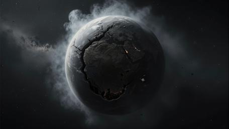 Cracked Planet in Silent Deep Space wallpaper