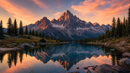 Sunrise Peaks Over Mirror Lake wallpaper