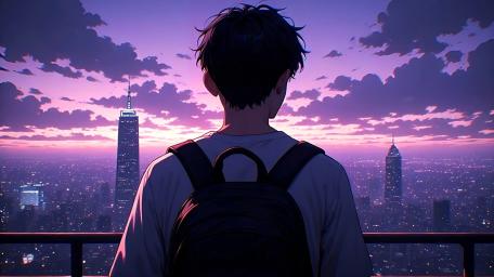 Purple Dusk Over the Silent City wallpaper