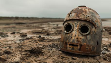Rustbound Sentinel in the Desert Wastes wallpaper