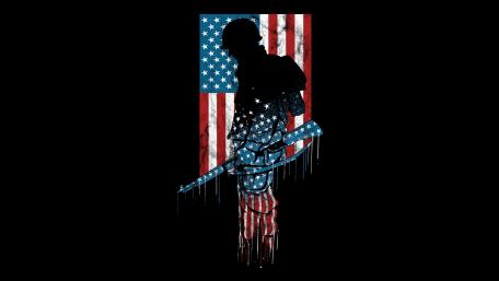 Patriotic Soldier Silhouette on Black wallpaper