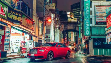 Tokyo Neon Rolls Royce Elegance wallpaper