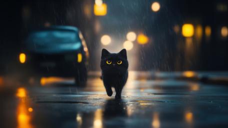 Midnight Black Cat Stroll wallpaper