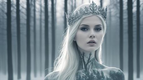 Mystic Forest Queen in Silver Fog wallpaper
