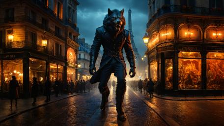 Midnight Werewolf in Gothic Paris wallpaper