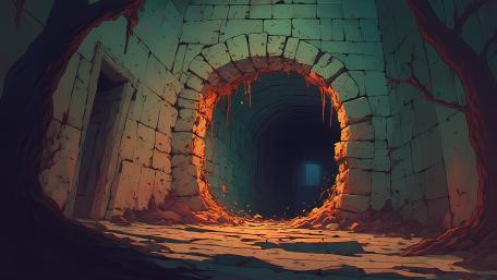 Eerie Stone Tunnel Glow wallpaper