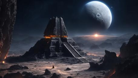 Moonlit Temple on an Alien World wallpaper