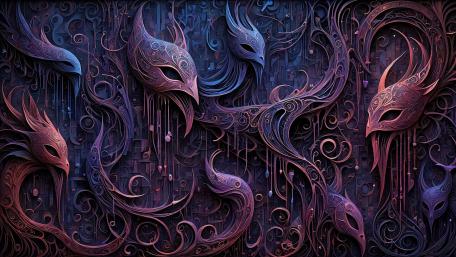 Mystic Masks in Flowing Shadows wallpaper