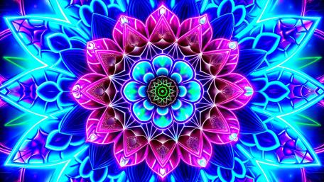 Neon Fractal Mandala Bloom wallpaper