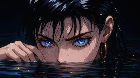 Midnight Blue Eyed Anime Diva wallpaper