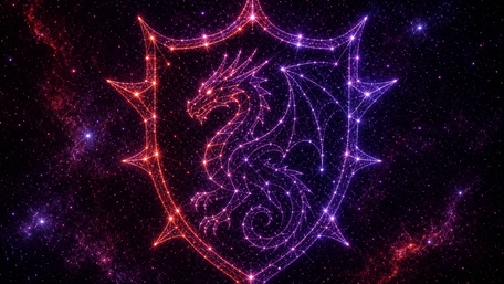 Glowing Dragon Emblem in Cosmic Night Sky wallpaper