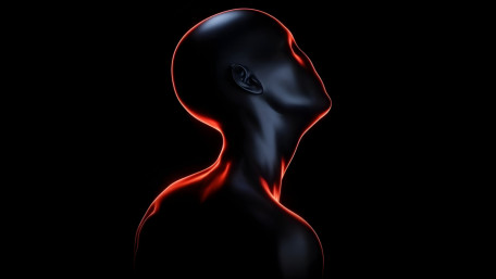 Red Neon Humanoid Silhouette wallpaper