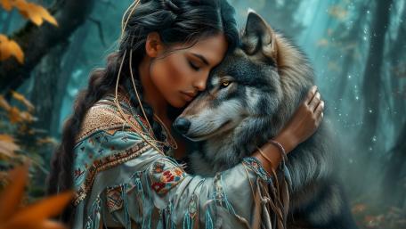 Ethereal Soulbond in the Misty Forest wallpaper