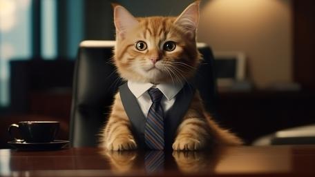 Boardroom Boss Cat in a Tie wallpaper