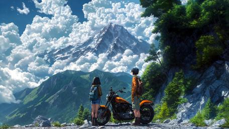 Mountain Journey Under Summer Skies wallpaper