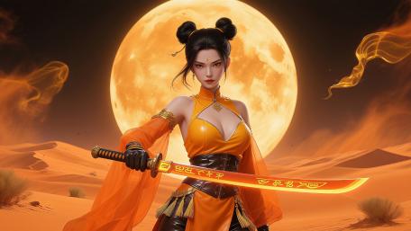 Moonlit Samurai Queen wallpaper