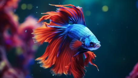 Vibrant Betta Fish in Dreamy Aquarium wallpaper