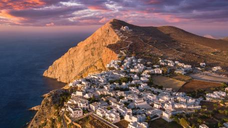 Stunning Hora Folegandros Landscape at Sunset wallpaper
