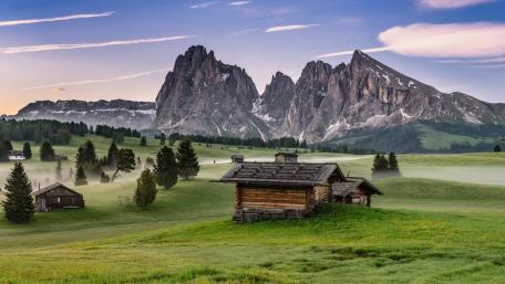 Alpine Dawn Over Seiser Alm wallpaper