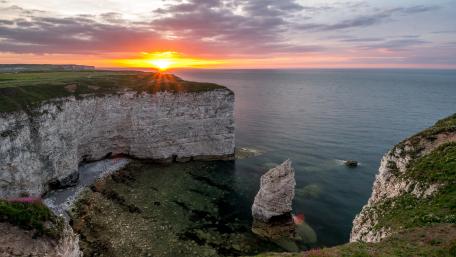 Sunset Over Old Harry Rocks Coastline wallpaper
