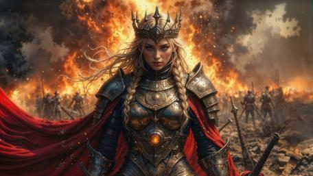 Warrior Queen Amid the Flames wallpaper