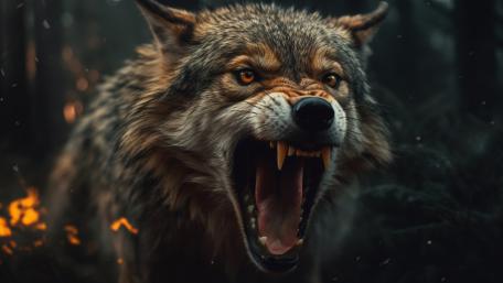 Furious Wolf in Cinematic Darkness wallpaper